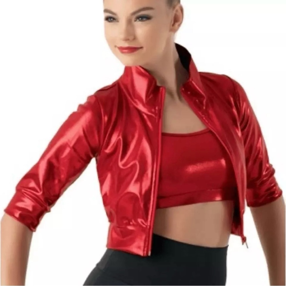 Balera Cropped Metallic Red Jacket - Size LC